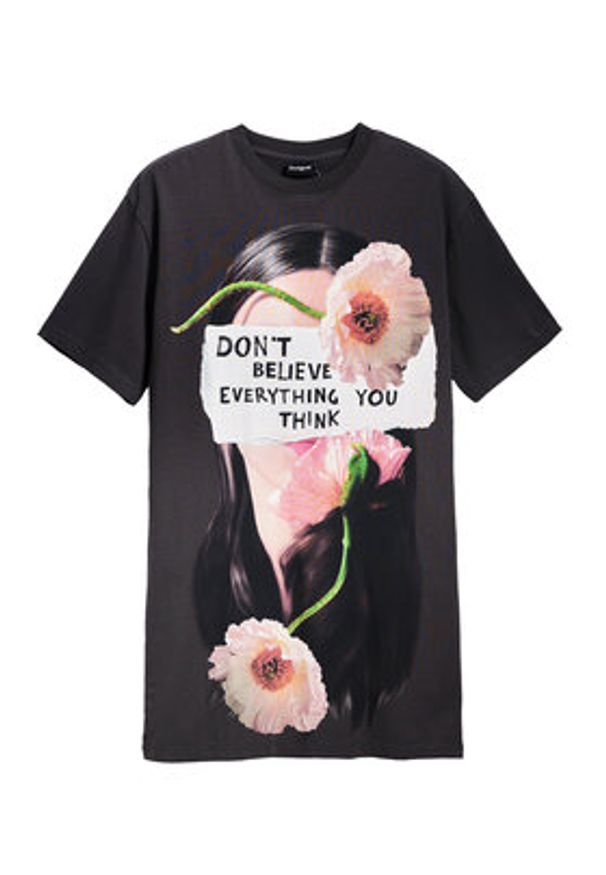 Desigual Sukienka codzienna Berlin 25SWVK20 Szary Regular Fit. Okazja: na co dzień. Kolor: szary. Materiał: bawełna. Typ sukienki: proste. Styl: casual