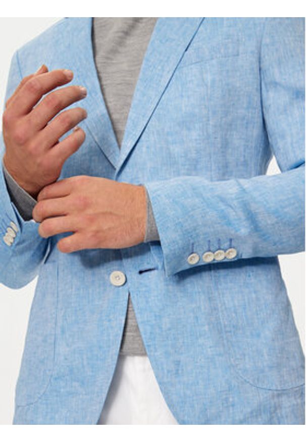 JOOP! Marynarka Hoverest 30041961 Niebieski Slim Fit. Kolor: niebieski. Materiał: len