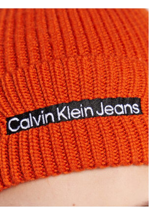 Calvin Klein Jeans Czapka Institutional K50K509895 Pomarańczowy. Kolor: pomarańczowy. Materiał: akryl, materiał