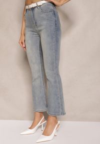 Renee - Niebieskie Jeansy z Bawełną High Waist o Kroju Dzwonów Tommea. Okazja: na co dzień. Stan: podwyższony. Kolor: niebieski. Styl: klasyczny, casual #3