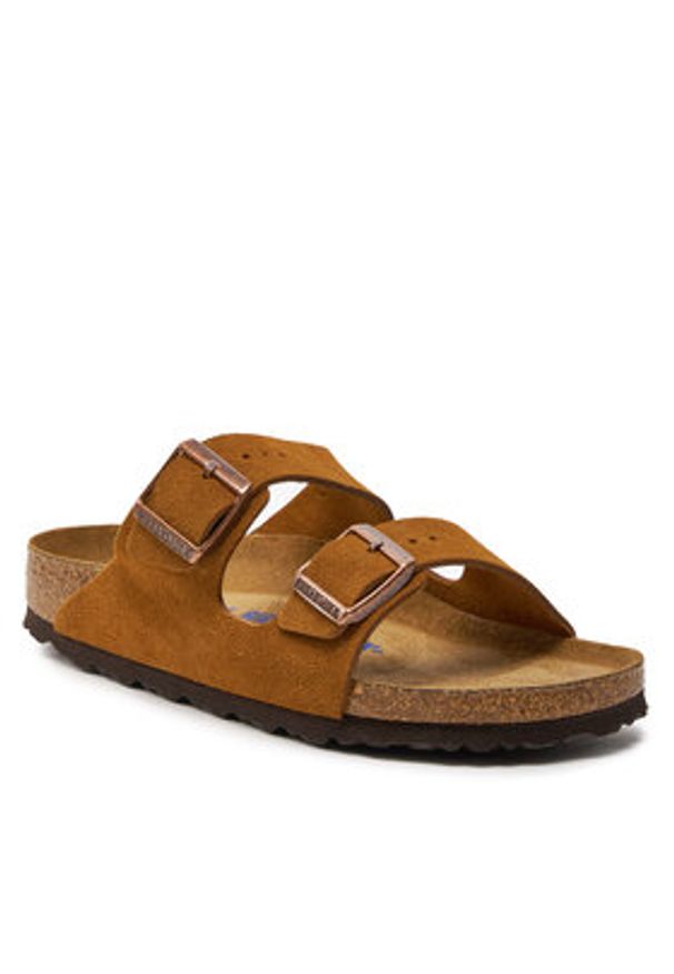 Birkenstock Klapki Arizona Bs 1009527 Brązowy. Kolor: brązowy. Materiał: zamsz, skóra