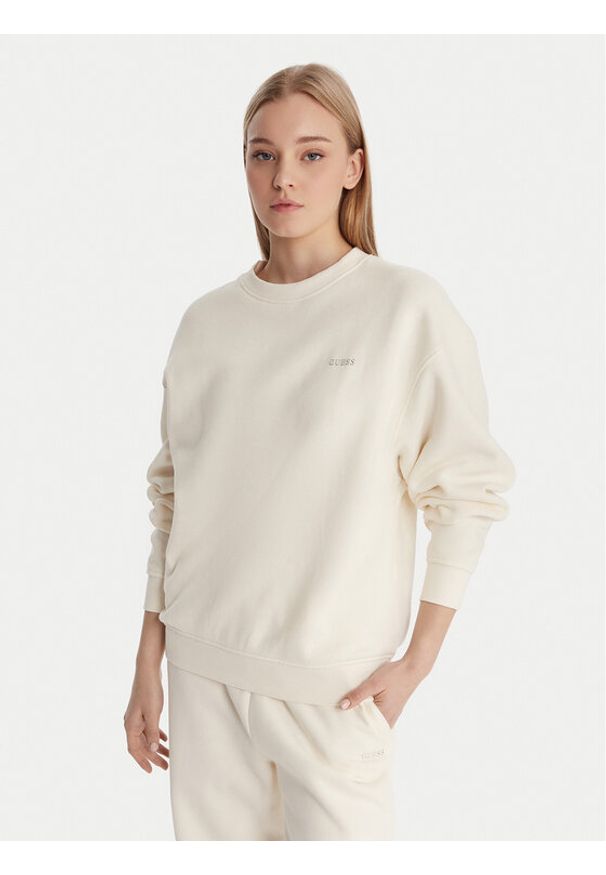 Guess Bluza V6RQ13 K9V31 Écru Regular Fit. Kolor: kremowy. Materiał: bawełna
