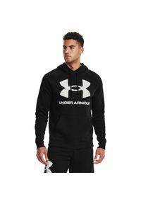 Bluza z kapturem Męska Under Armour Rival Fleece Big Logo Czarny. Typ kołnierza: kaptur. Kolor: biały, czarny, wielokolorowy. Materiał: bawełna, materiał