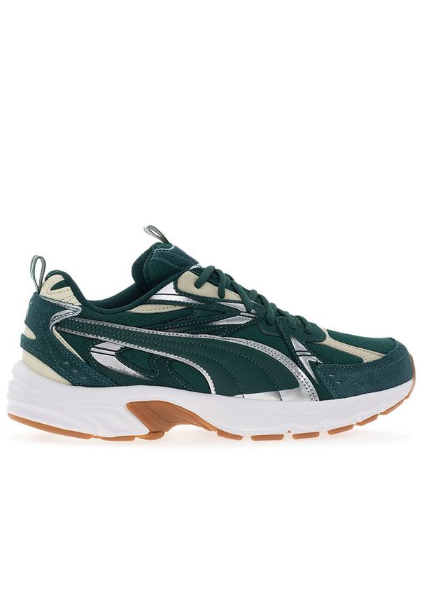 Buty Puma Milenio Tech Suede 39348908 - zielone. Kolor: zielony. Materiał: guma, zamsz, materiał, syntetyk. Szerokość cholewki: normalna. Wzór: aplikacja. Model: Puma Suede