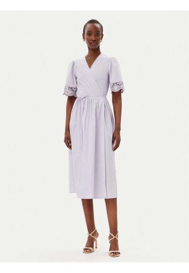 TwinSet - TWINSET Sukienka codzienna 251TT2091 Fioletowy Loose Fit. Okazja: na co dzień. Kolor: fioletowy. Materiał: bawełna. Typ sukienki: proste. Styl: casual