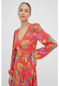 Billabong sukienka kolor czerwony mini prosta. Okazja: na co dzień. Kolor: czerwony. Materiał: tkanina. Typ sukienki: proste. Styl: casual. Długość: mini #4