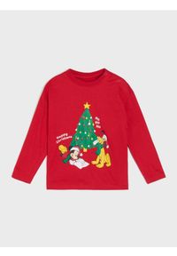 Sinsay - Bawełniana koszulka z nadrukiem Mickey Mouse - czerwony. Kolor: czerwony. Materiał: bawełna. Wzór: nadruk, motyw z bajki #1