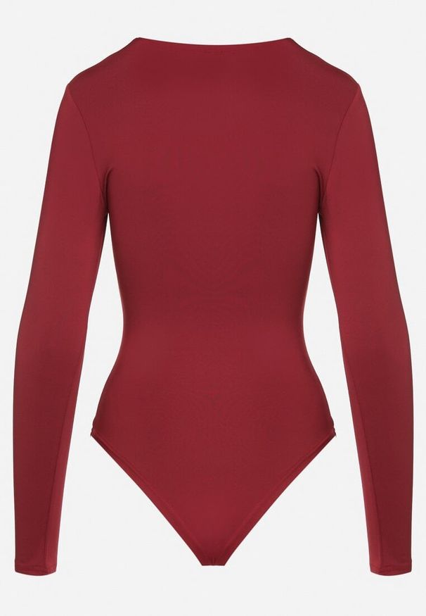 Born2be - Bordowe Body Maerane. Kolor: czerwony. Materiał: jeans. Długość rękawa: długi rękaw. Długość: długie. Styl: klasyczny