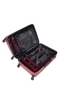 Ochnik - Komplet walizek na kółkach 19''/24''/28''. Kolor: czerwony. Materiał: guma, poliester, materiał, kauczuk #12
