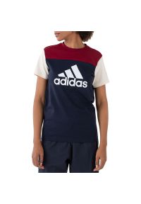 Adidas - Koszulka adidas Essentials Colorblock Logo HJ9463 - multikolor. Kolor: wielokolorowy. Materiał: bawełna. Długość rękawa: krótki rękaw. Długość: krótkie. Wzór: aplikacja
