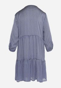 Born2be - Niebieska Rozkloszowana Sukienka Ozdobiona Chwostami i Drobnym Wzorem Clemova. Kolor: niebieski. Wzór: aplikacja. Długość: mini #5