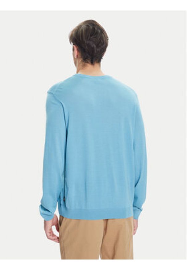 BOSS Sweter Leno-P 50468239 Błękitny Slim Fit. Kolor: niebieski. Materiał: wełna