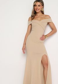 Born2be - Jasnobeżowa Sukienka Maxi na Szerokich Ramiączkach Joconda. Kolor: beżowy. Długość rękawa: na ramiączkach. Typ sukienki: rozkloszowane. Długość: maxi #5