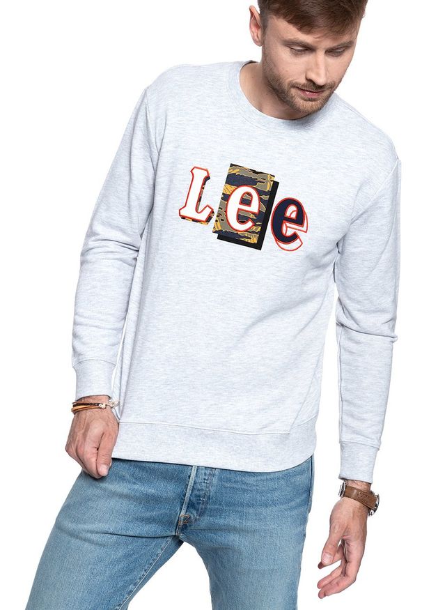 Lee - LEE BLUZA SEASONAL CAMO SWS SHARP GREY MELE L80ASP03 112121282. Wzór: melanż, nadruk