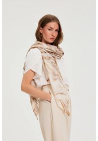 MOODO - Szal w marmurkowy wzór beżowy. Kolor: beżowy. Materiał: poliester #1