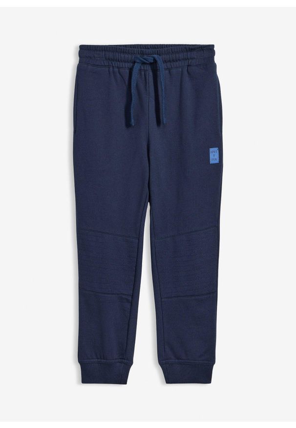 bonprix - Spodnie joggingowe z czystej bawełny organicznej. Kolor: niebieski. Materiał: bawełna