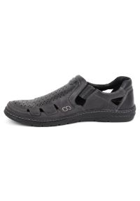 Joker Buty męskie skórzane na lato wsuwane 500J szare. Zapięcie: bez zapięcia. Kolor: szary. Materiał: skóra. Sezon: lato #5