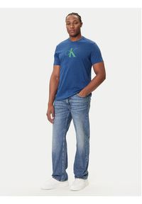 Calvin Klein Jeans T-Shirt Center Monogram LV04RC857G Niebieski Regular Fit. Kolor: niebieski. Materiał: bawełna