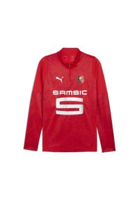 Puma - Męska bluza treningowa z zamkiem 1/4 Stade Rennais F.C. PUMA Red Silver Metallic. Kolor: szary, czerwony, wielokolorowy