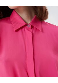 Liu Jo - LIU JO - Różowa koszula z wiązaniem. Okazja: do pracy, na spotkanie biznesowe. Kolor: wielokolorowy, fioletowy, różowy. Materiał: materiał, tkanina. Długość rękawa: długi rękaw. Długość: długie. Styl: klasyczny, elegancki, biznesowy