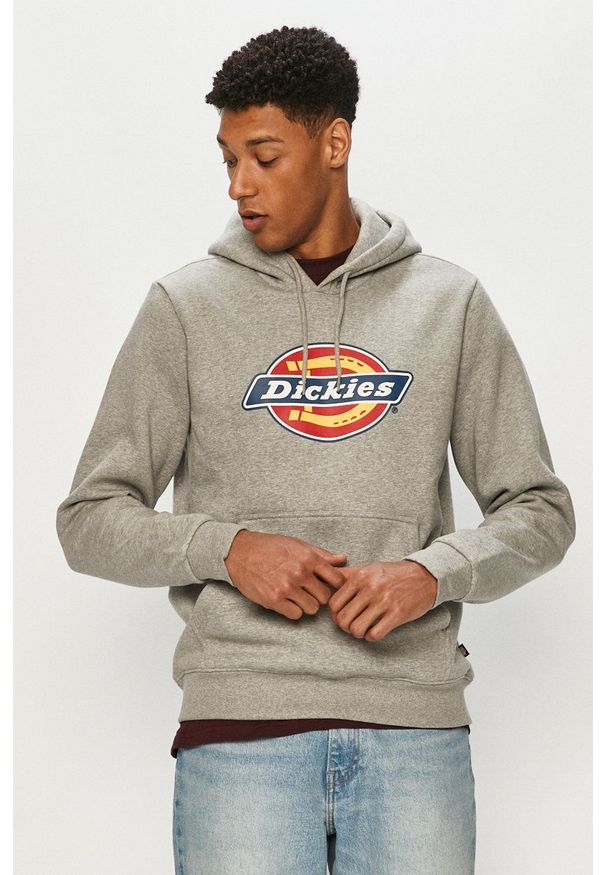 Dickies - Bluza. Okazja: na co dzień. Typ kołnierza: kaptur. Kolor: szary. Materiał: dzianina. Wzór: nadruk. Styl: casual