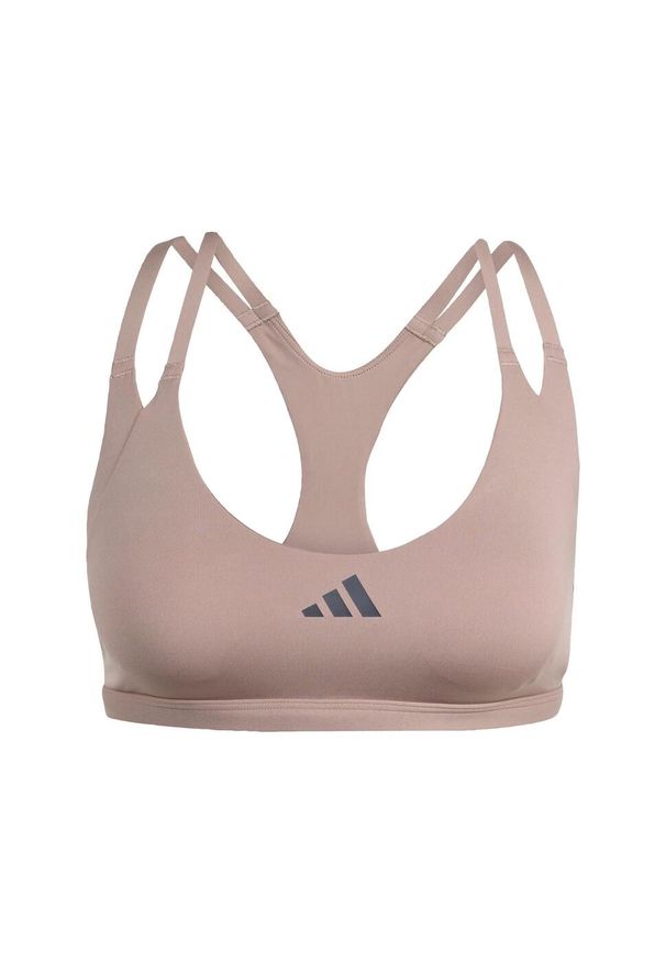 Adidas - Biustonosz Aeroimpact Luxe Training Light-Support. Kolor: brązowy. Materiał: materiał