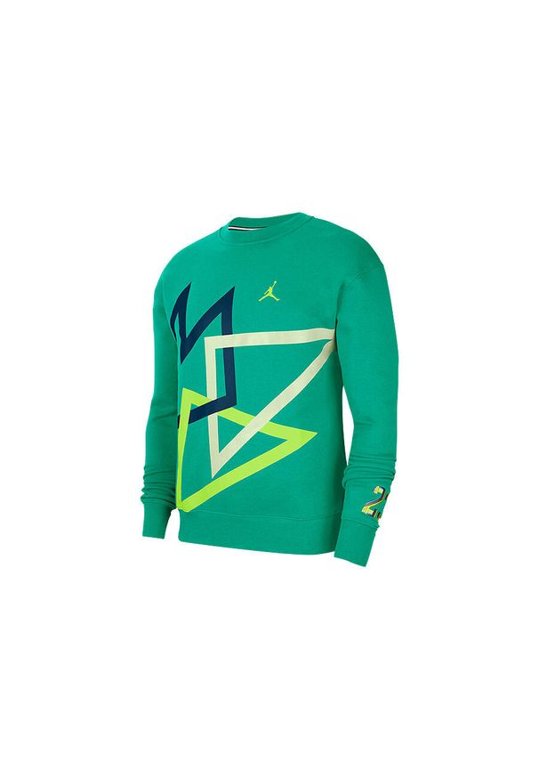 Nike - Bluza męska nike air jordan sport dna hbr fleece crew neptune green. Kolor: zielony. Sport: bieganie