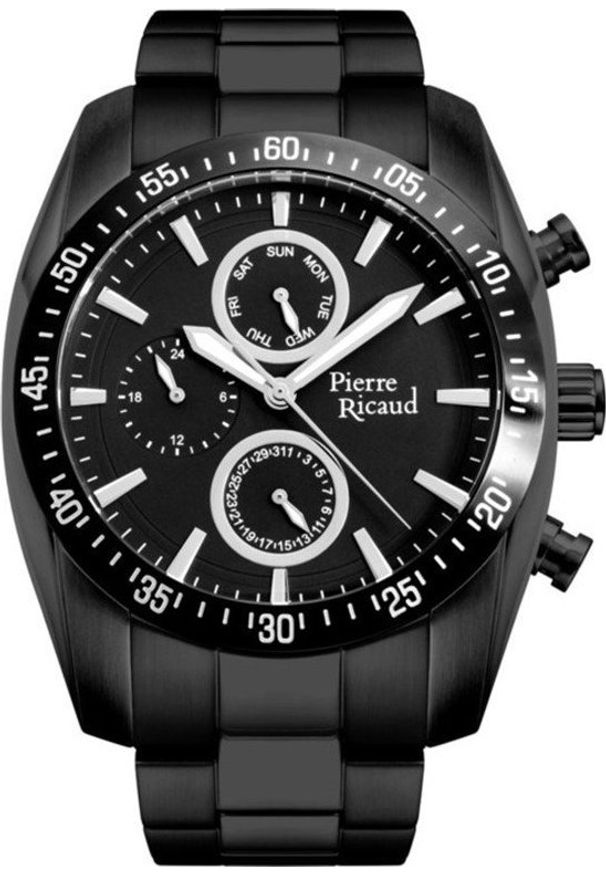 Zegarek Pierre Ricaud Zegarek męski Pierre Ricaud P89281.B114QF czarny. Kolor: czarny