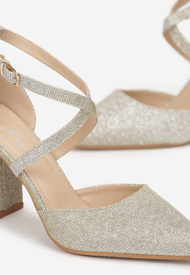 Born2be - Złote Czółenka Brokatowe na Słupku Theettus. Kolor: złoty. Obcas: na słupku