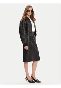 Hugo - HUGO Kurtka skórzana Lesana 50542331 Czarny Relaxed Fit. Kolor: czarny. Materiał: skóra #5