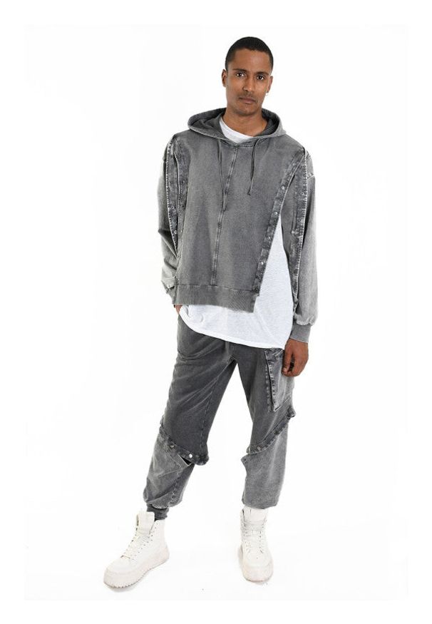 La Haine Inside Us Bluza Unisex | P25083BM1045 | Mężczyzna | Szary. Okazja: na spacer. Typ kołnierza: kaptur. Kolor: szary. Materiał: elastan, bawełna. Długość: długie