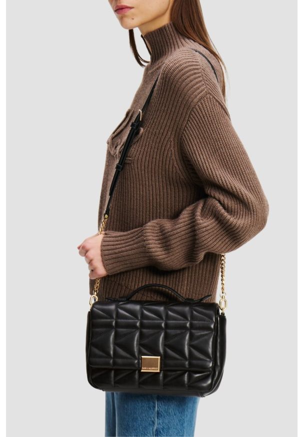 Karl Lagerfeld - KARL LAGERFELD Czarna damska torebka Handle Cb. Kolor: czarny. Styl: elegancki, casual