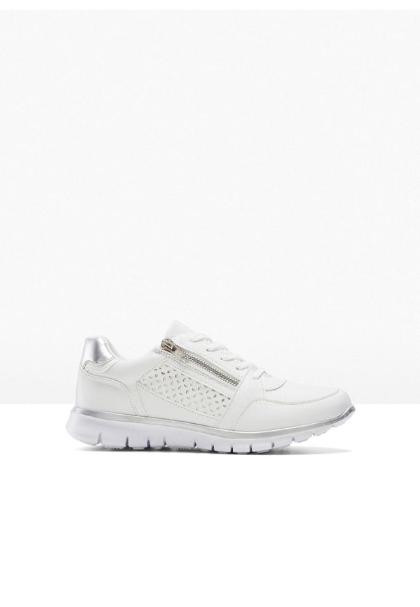 bonprix - Sneakersy z zamkiem. Zapięcie: zamek. Kolor: biały. Wzór: aplikacja