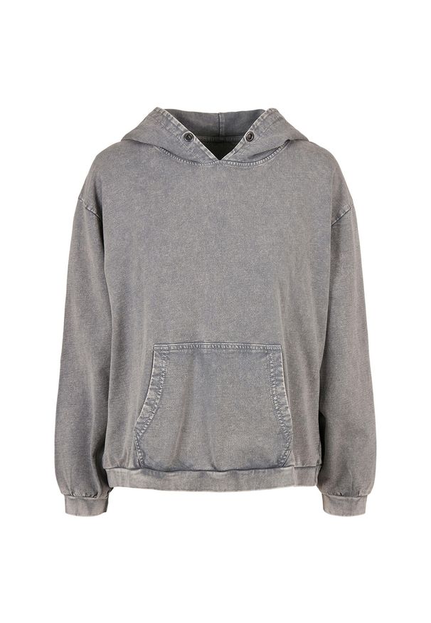 BUILD YOUR BRAND - Damska Bluza Z Kapturem Acid Wash Oversized Hoodie. Typ kołnierza: kaptur. Kolor: szary