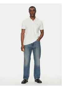 Calvin Klein Jeans Polo LV040EM269 Biały Regular Fit. Typ kołnierza: polo. Kolor: biały. Materiał: bawełna