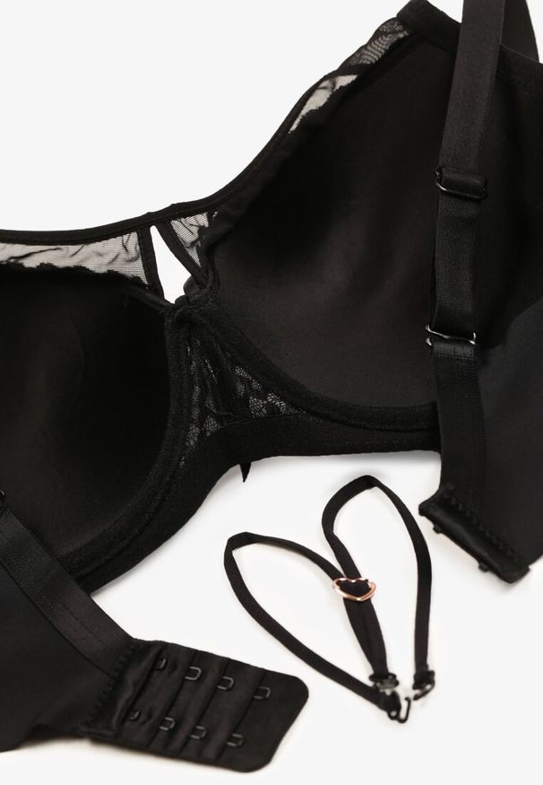 Born2be - Czarny Biustonosz Typu Full Cup z Koronką i Regulowanymi Ramiączkami Nestakate. Kolor: czarny. Materiał: koronka. Wzór: koronka