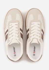 Renee - Brązowe Sneakersy w Stylu Klasycznych Tenisówek z Cholewką z Plecionką Doriarissa. Nosek buta: okrągły. Zapięcie: sznurówki. Kolor: brązowy. Materiał: skóra, materiał. Szerokość cholewki: normalna. Obcas: na obcasie. Wysokość obcasa: niski #2