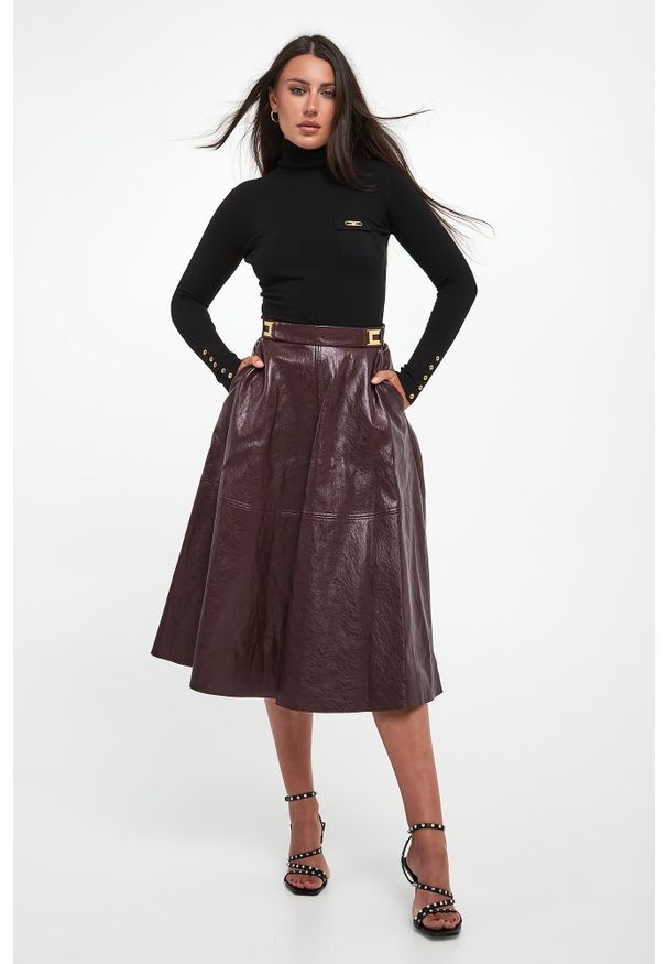 Elisabetta Franchi - Spódnica midi z ekoskóry ELISABETTA FRANCHI