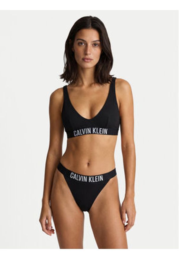 Calvin Klein Swimwear Dół od bikini LV00Q61213 Czarny. Kolor: czarny. Materiał: syntetyk