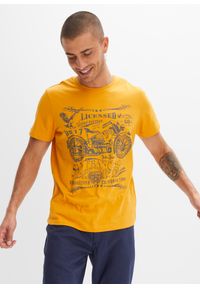 bonprix - T-shirt z nadrukiem. Kolor: pomarańczowy. Wzór: nadruk #1