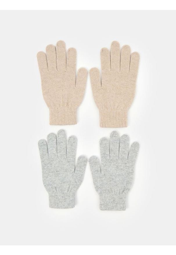 Sinsay - Rękawiczki 2 pack - beżowy. Kolor: beżowy