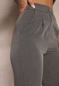 Renee - Szare Spodnie Garniturowe High Waist Zimara. Stan: podwyższony. Kolor: szary. Materiał: tkanina. Wzór: gładki #5