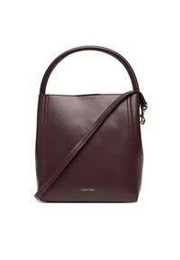 Calvin Klein Torebka Ck Bucket With Strap LV04F3174G Bordowy. Kolor: czerwony. Materiał: skórzane #5