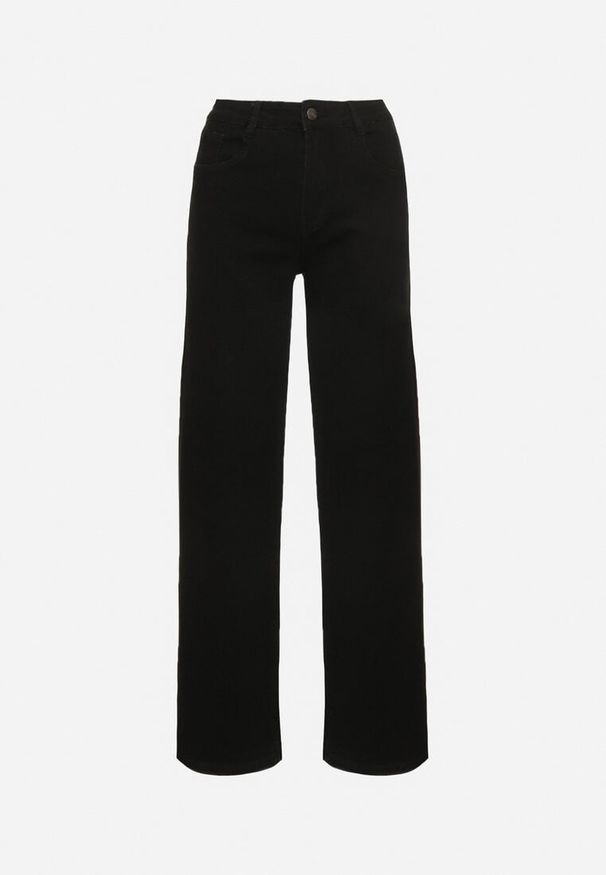 Born2be - Czarne Jeansy o Szerokim Kroju z Wysokim Stanem Rilunisse. Okazja: na co dzień. Stan: podwyższony. Kolor: czarny. Styl: casual, klasyczny