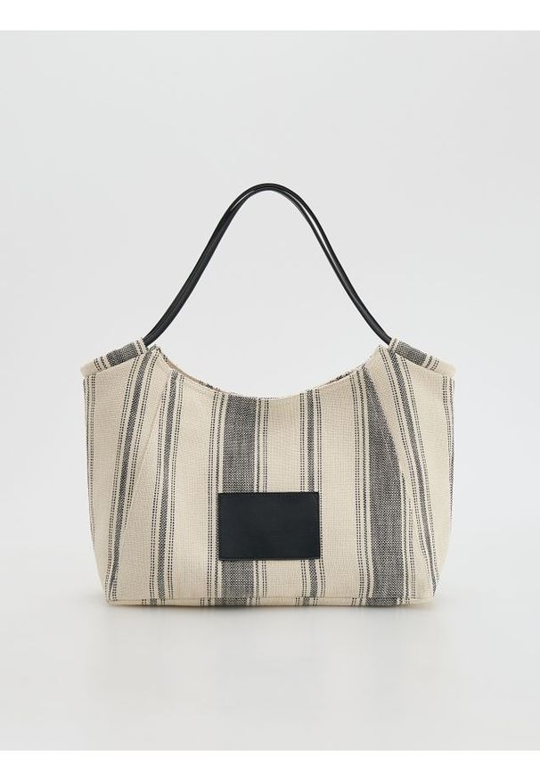 Reserved - Bawełniana torebka shopper - ciemnobrązowy. Kolor: brązowy