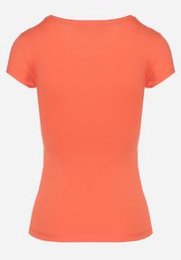 Born2be - Pomarańczowy Bawełniany T-shirt z Ozdobnym Nadrukiem Ianestra. Kolor: pomarańczowy. Materiał: bawełna. Wzór: nadruk. Sezon: lato #3
