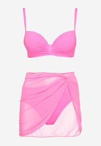 Born2be - Fuksjowe Bikini Biustonosz z Marszczeniem i Majtki Figi z Dodatkowym Paero Ulosora. Kolor: różowy #5