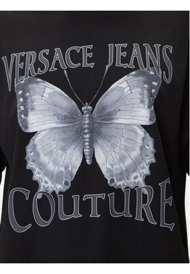 Versace Jeans Couture T-Shirt 79GAHP06 CJ01P Czarny Regular Fit. Kolor: czarny. Materiał: bawełna