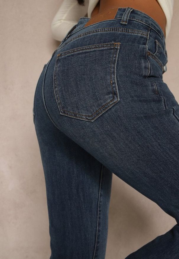 Renee - Niebieskie Jeansy z Domieszką Wiskozy o Kroju Flare High Waist Alendria. Okazja: na imprezę. Stan: podwyższony. Kolor: niebieski. Styl: elegancki