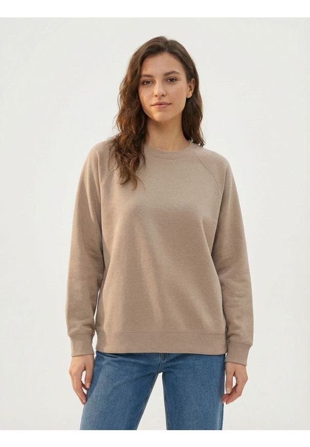 Sinsay - Bluza crewneck basic - brązowy. Kolor: brązowy